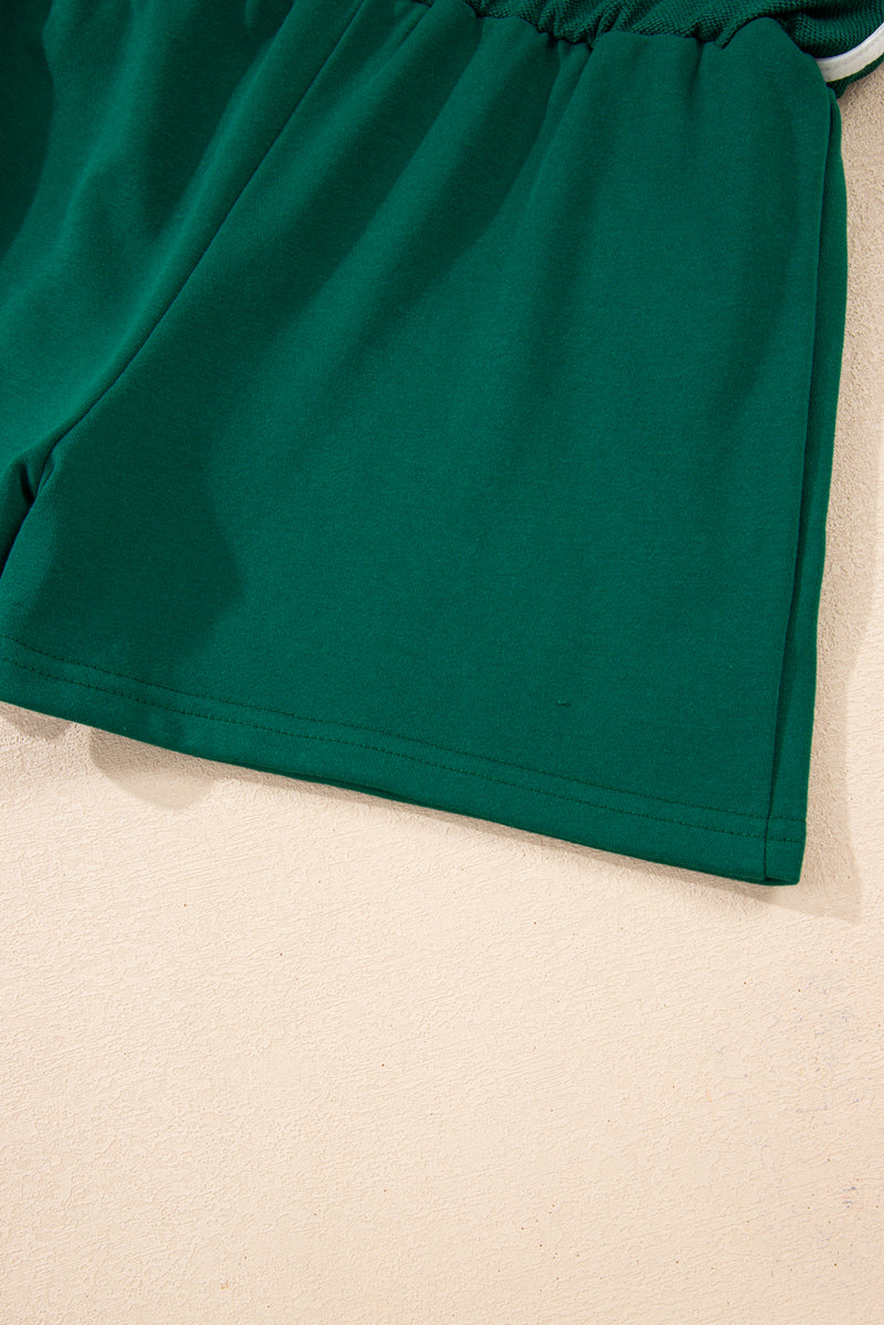 Varsity Stripe Detail Drop Shoulder Pullover Mini Skirt Set