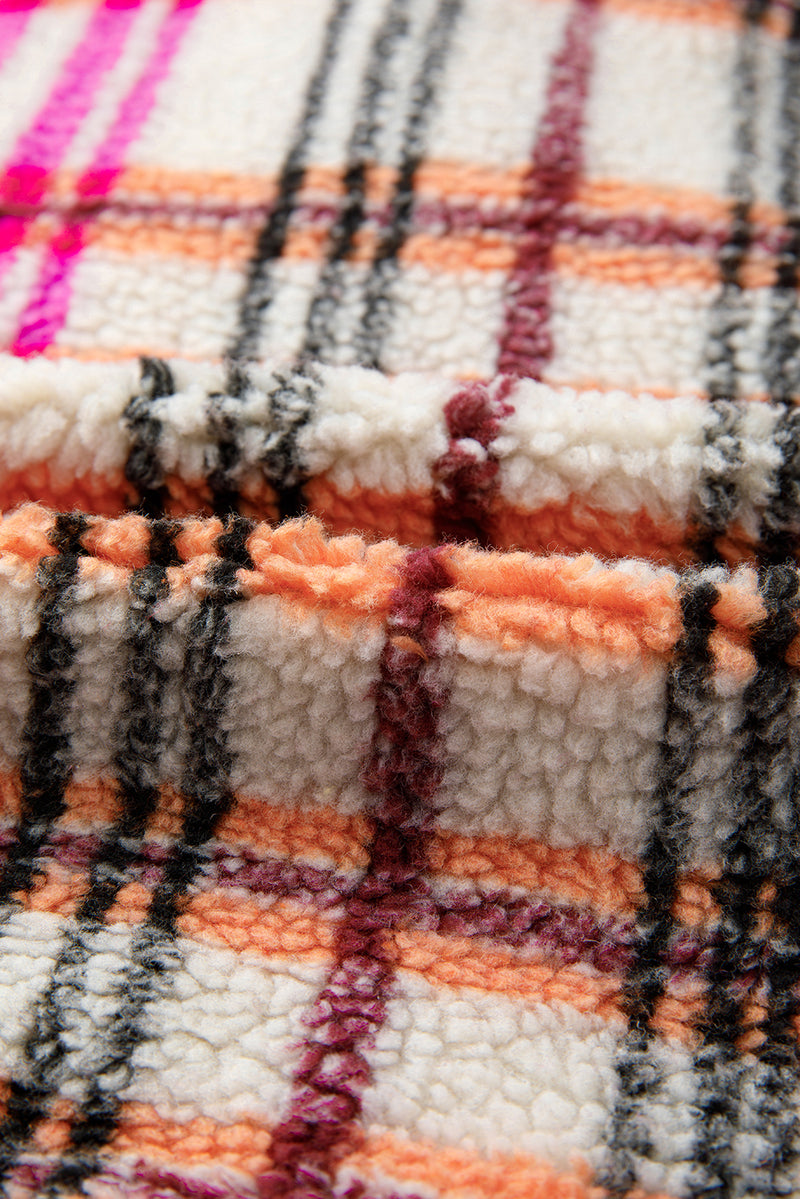 Rose Sherpa Plaid Jacket Vest