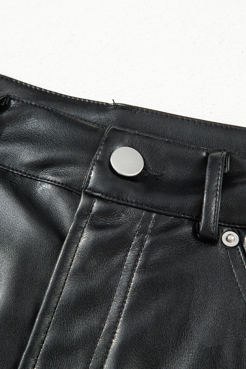 Faux Leather Side Slit Maxi Skirt