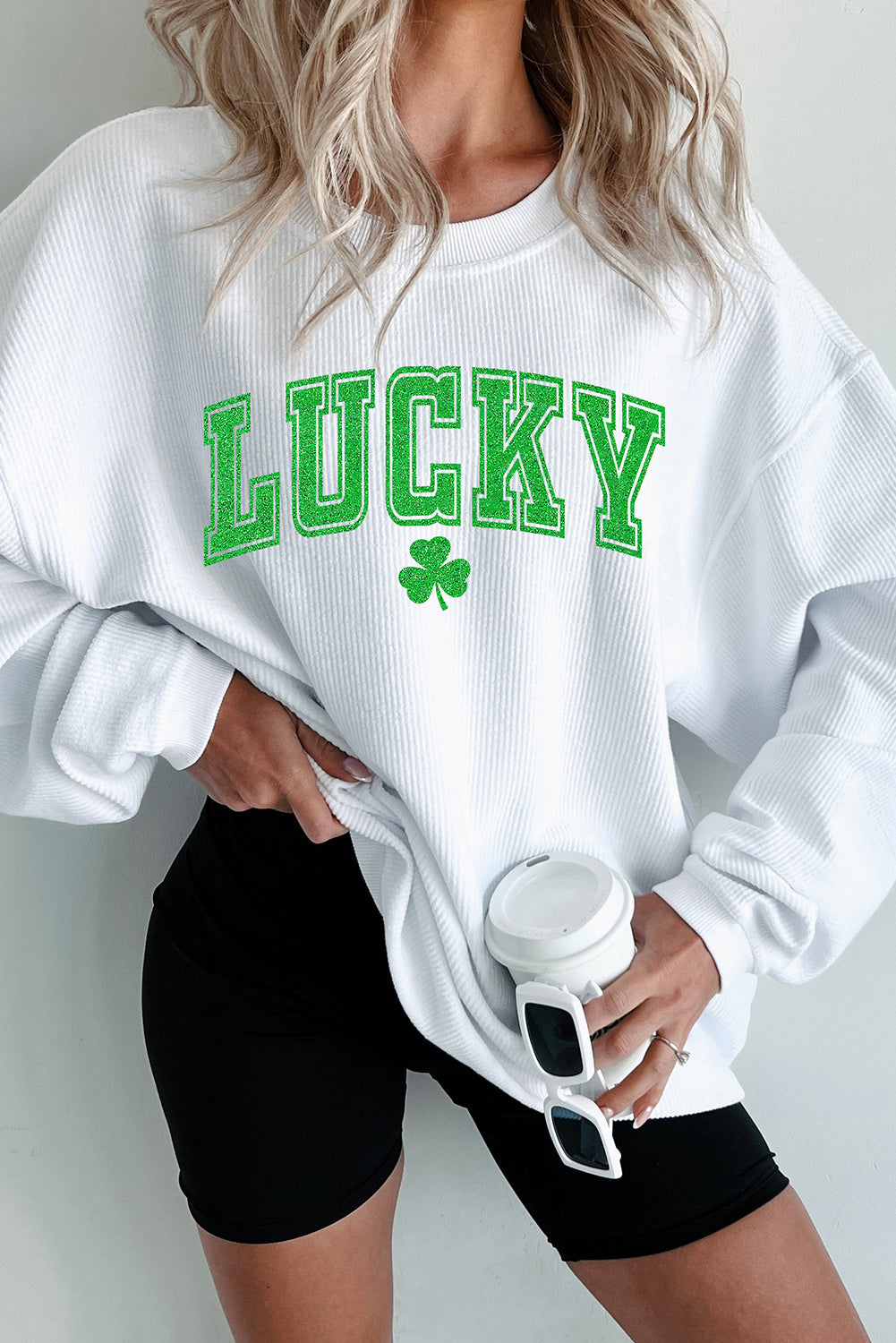 St. Patricks LUCKY Graphic Corded Sweatshirt