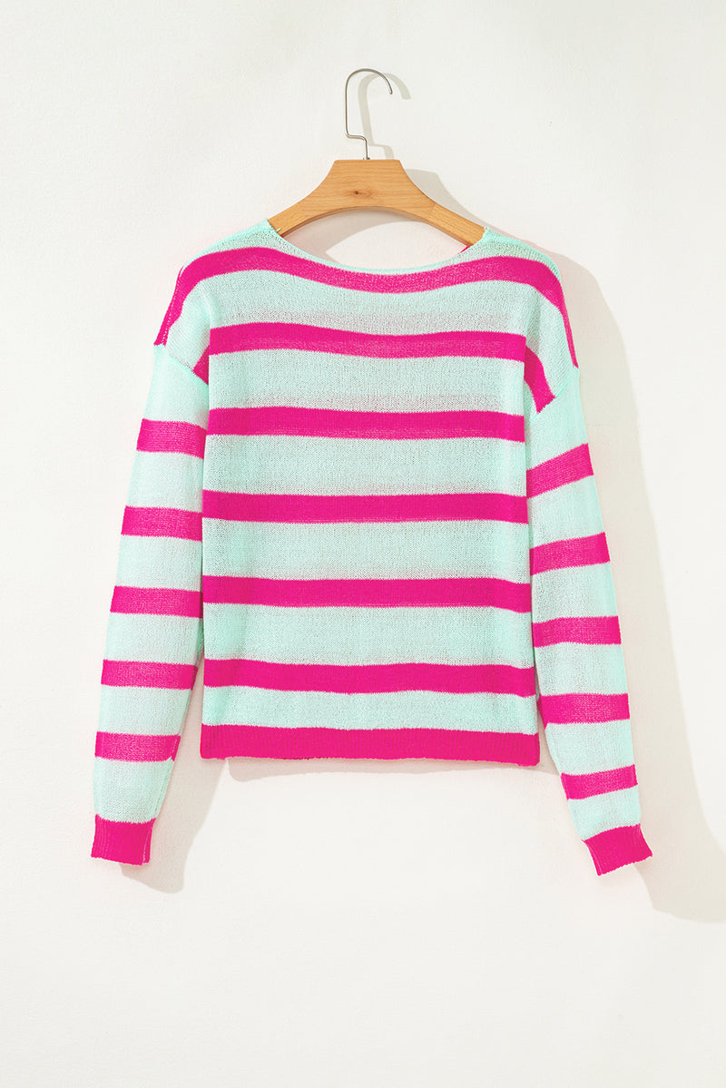 Stripe Round Neck Casual Sweater