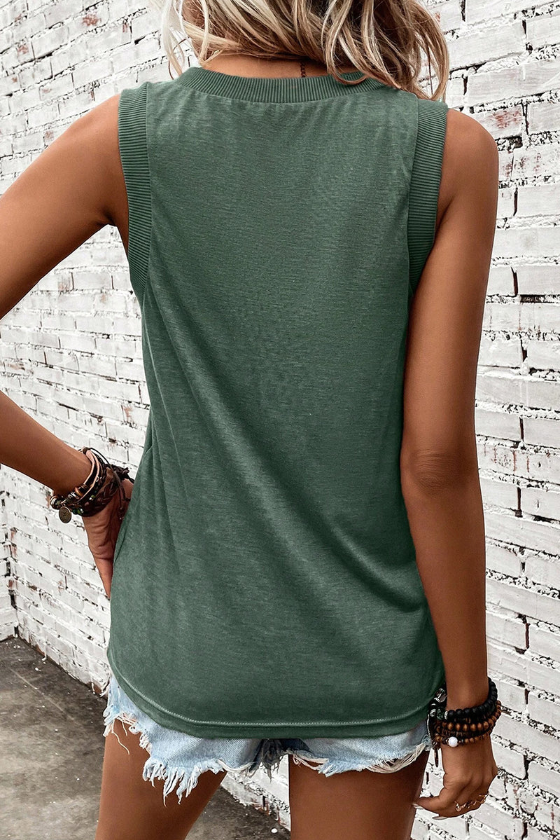 Misty Loose Ribbed V Neck Tank Top