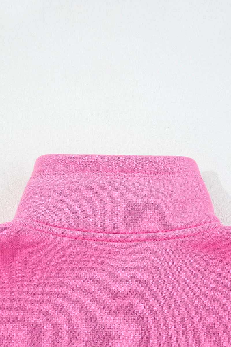 Half Button Stand Neck Drop Shoulder Sweatshirt