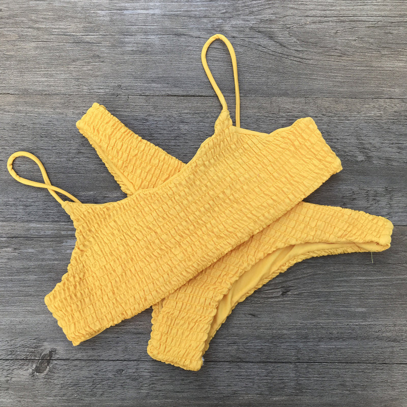 Swimsuit Pleated Triangle Bikini Swimwear Women
