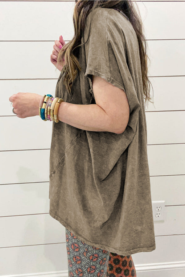 Vintage Washed Short Dolman Sleeve Oversized T Shirt
