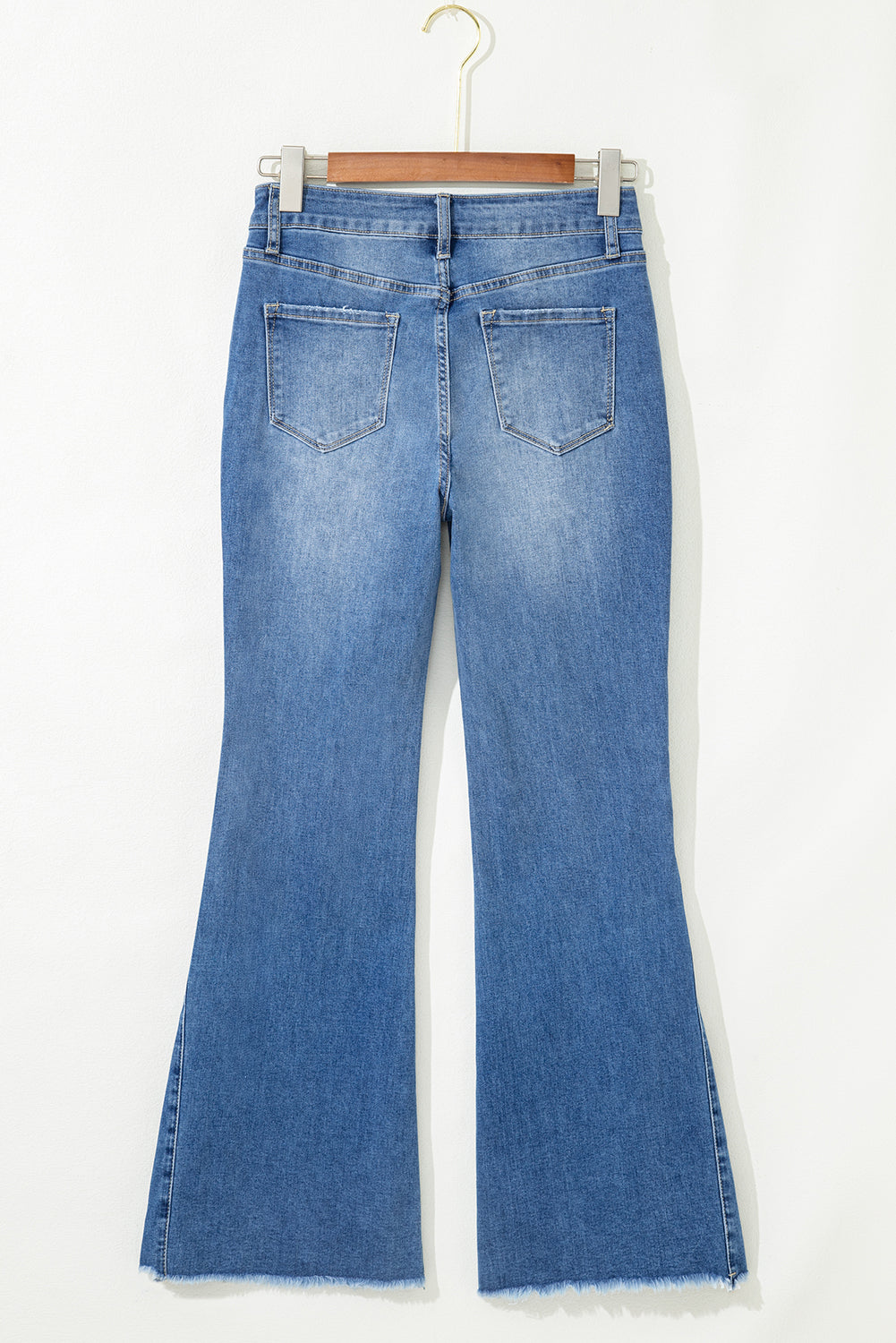 Cut out Side Frayed Hemline Flare Jeans