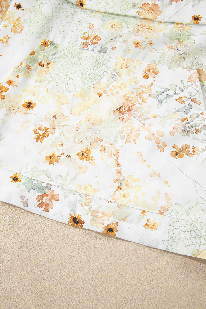 Floral Print Half Zip Hooded Long Sleeve Top