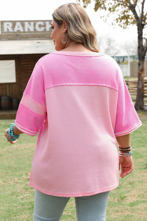 Stripe Patchwork Colorblock Plus Size T Shirt