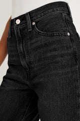 Raw Hem Straight Leg Loose High Waist Jeans