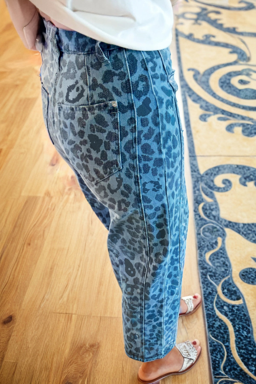 Leopard Print Straight Loose Jeans