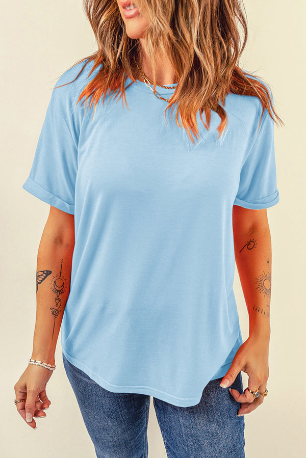 Bright Casual Plain Crew Neck Tee