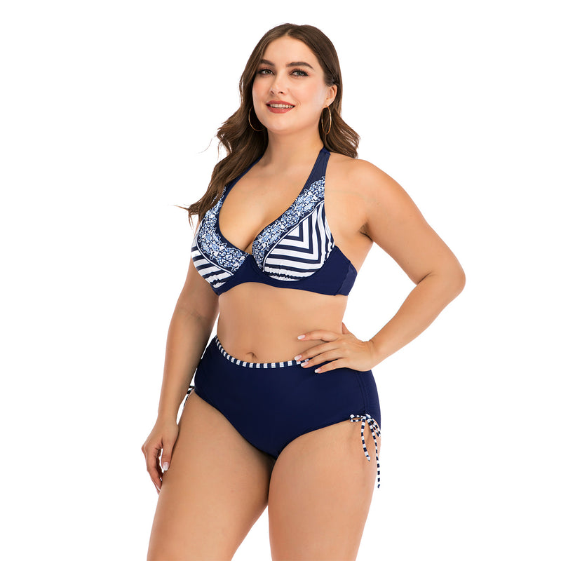 Plus size woman underwire bikini set swimwear