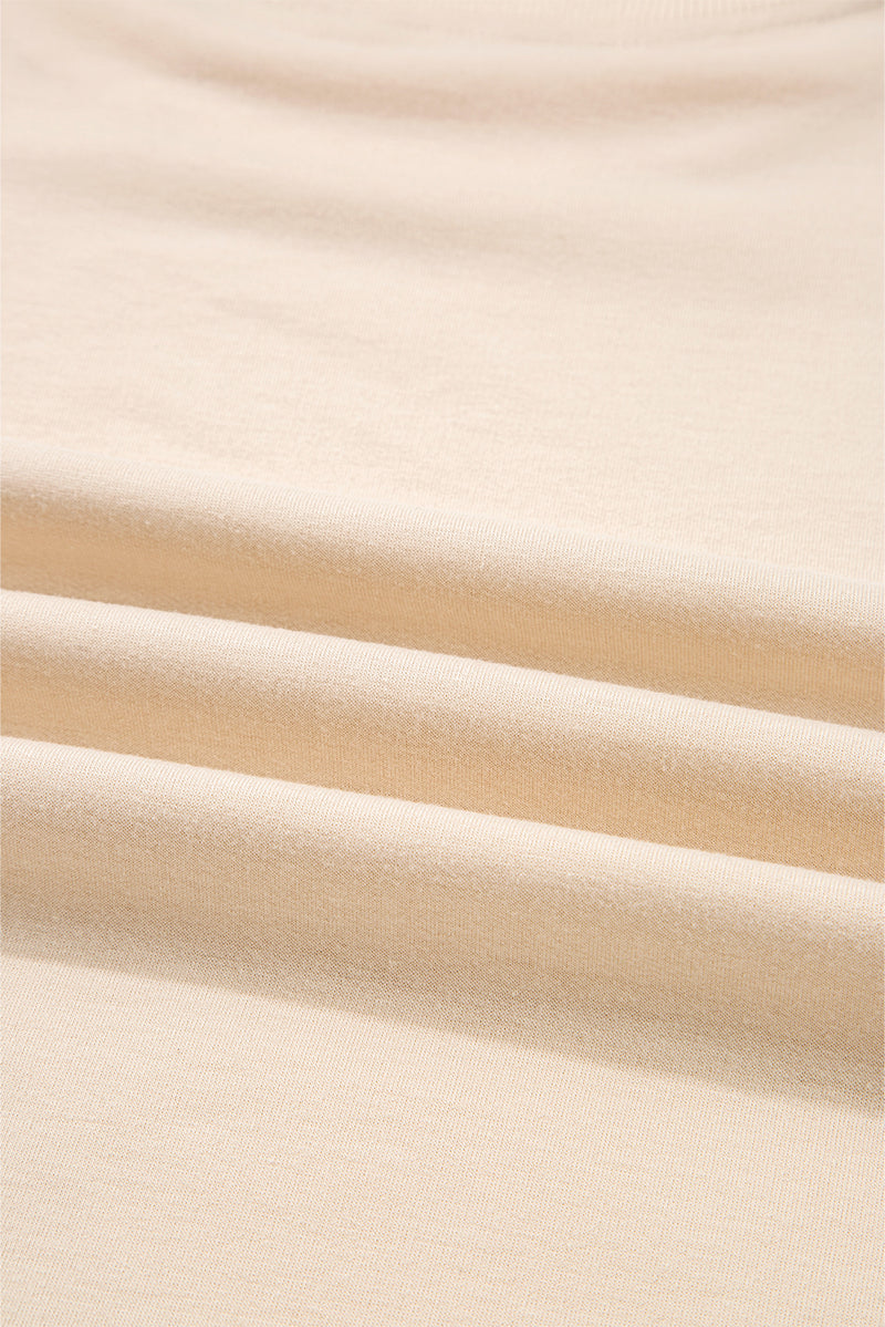 Raw Edge Flower Patch Drop Shoulder Casual Top