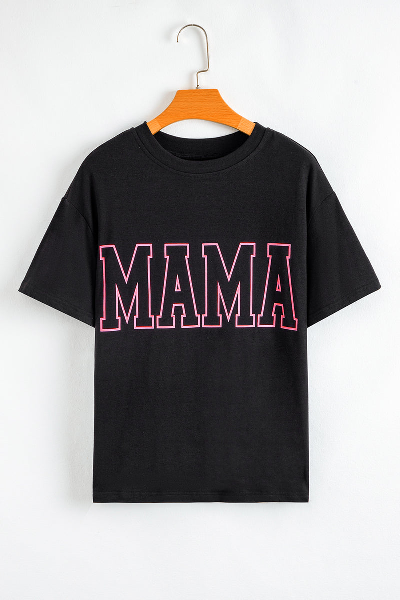 Solid MAMA Letter Graphic Neon T Shirt