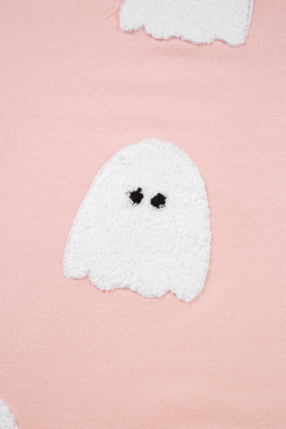 Halloween Terry Ghost Striped Trim Loose Sweatshirt