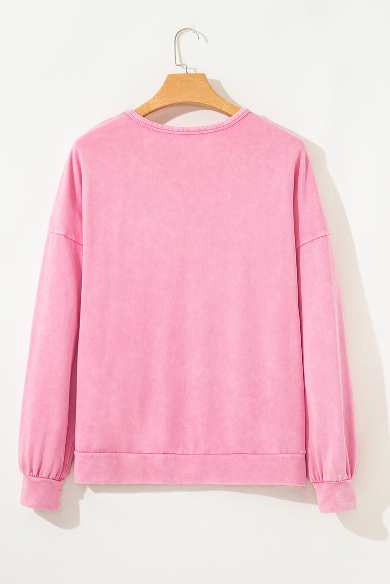Bowknot Patchwork Graphic Mineral Wash Plus Size Sweatshirt