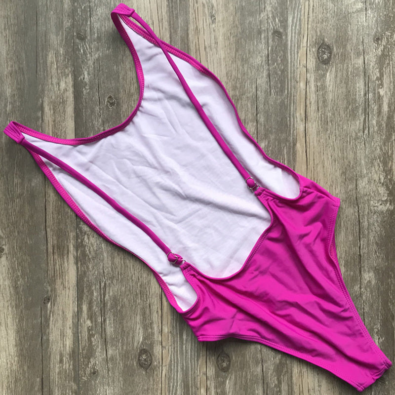 Women's Backless Solid Color one-piece swimsuit