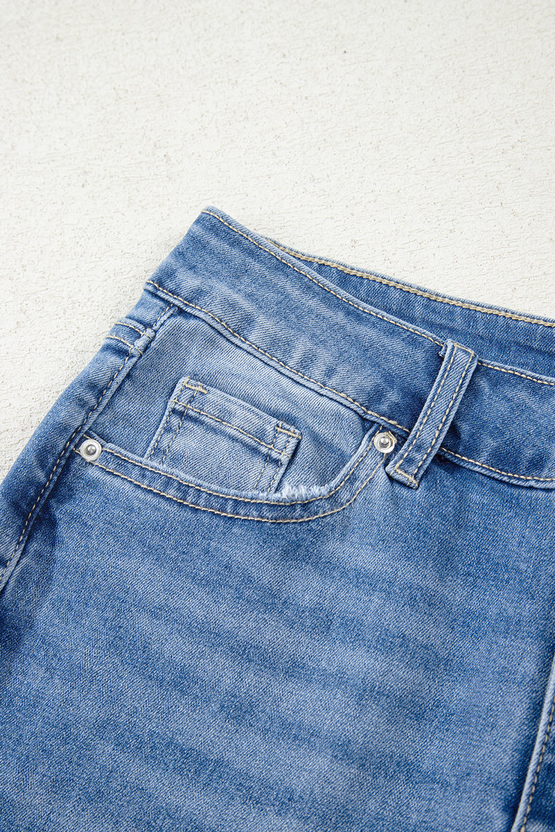 Cut out Side Frayed Hemline Flare Jeans