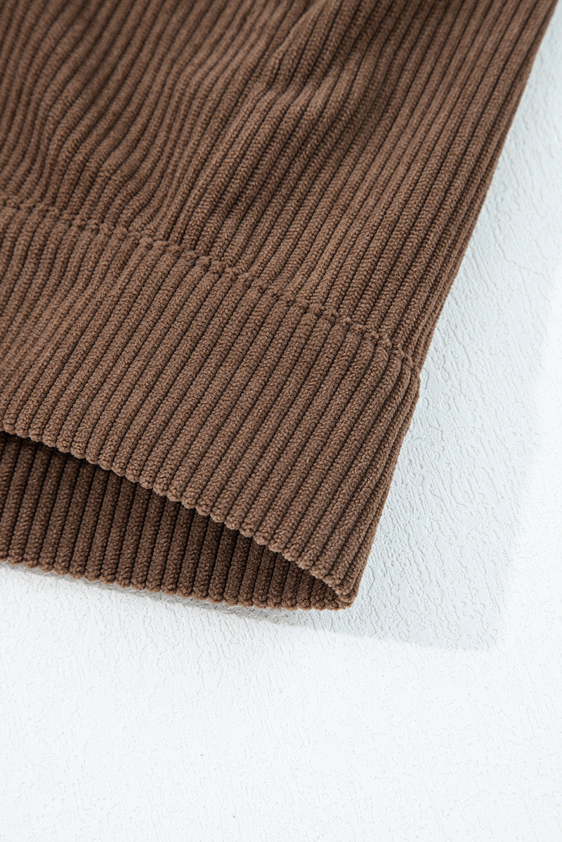 Button Zip Up Lapel Collar Corduroy Jacket