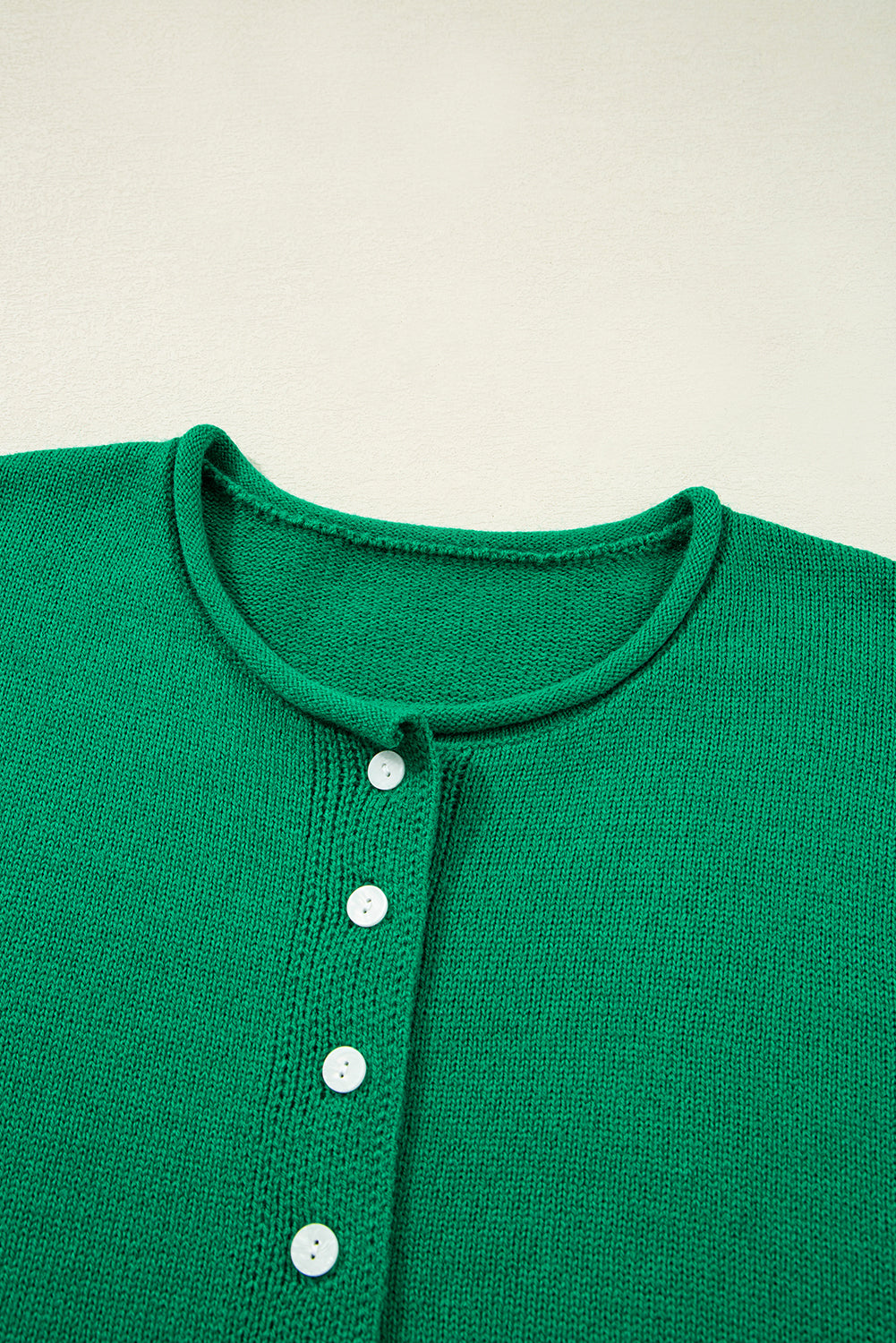 Solid Color Knit Button Drop Shoulder Sweater Cardigan