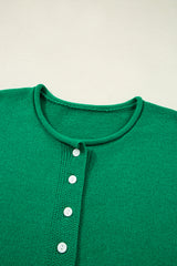 Solid Color Knit Button Drop Shoulder Sweater Cardigan