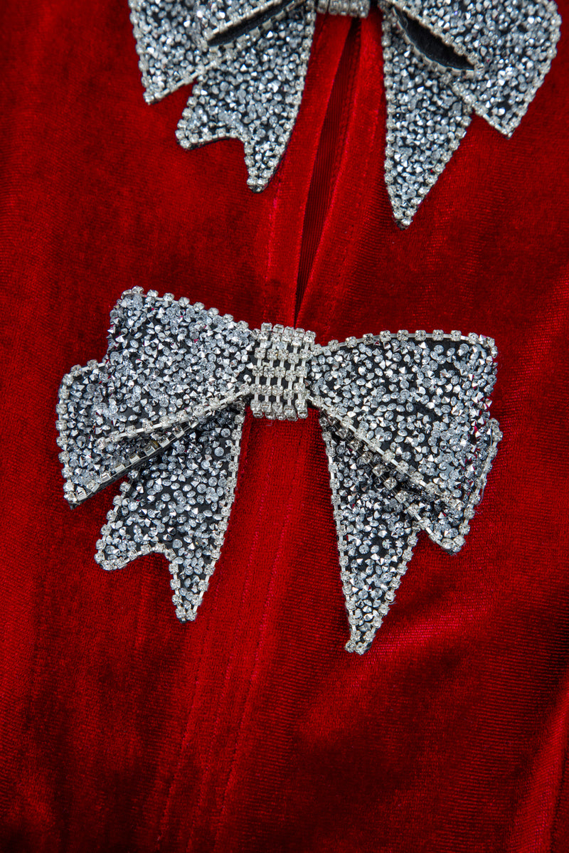 Bowknot Decor High Waist Velvet Mini Dress