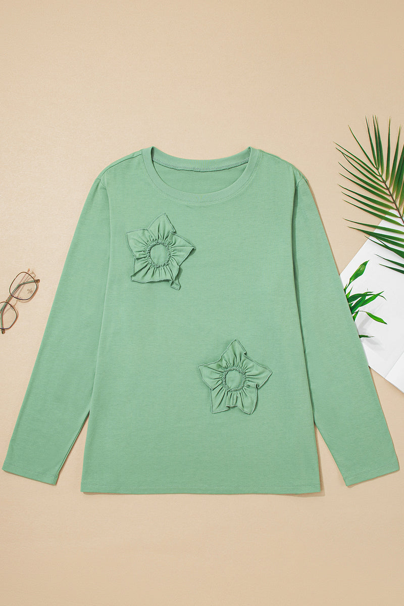 Flower Applique Mineral Wash Plus Size Top