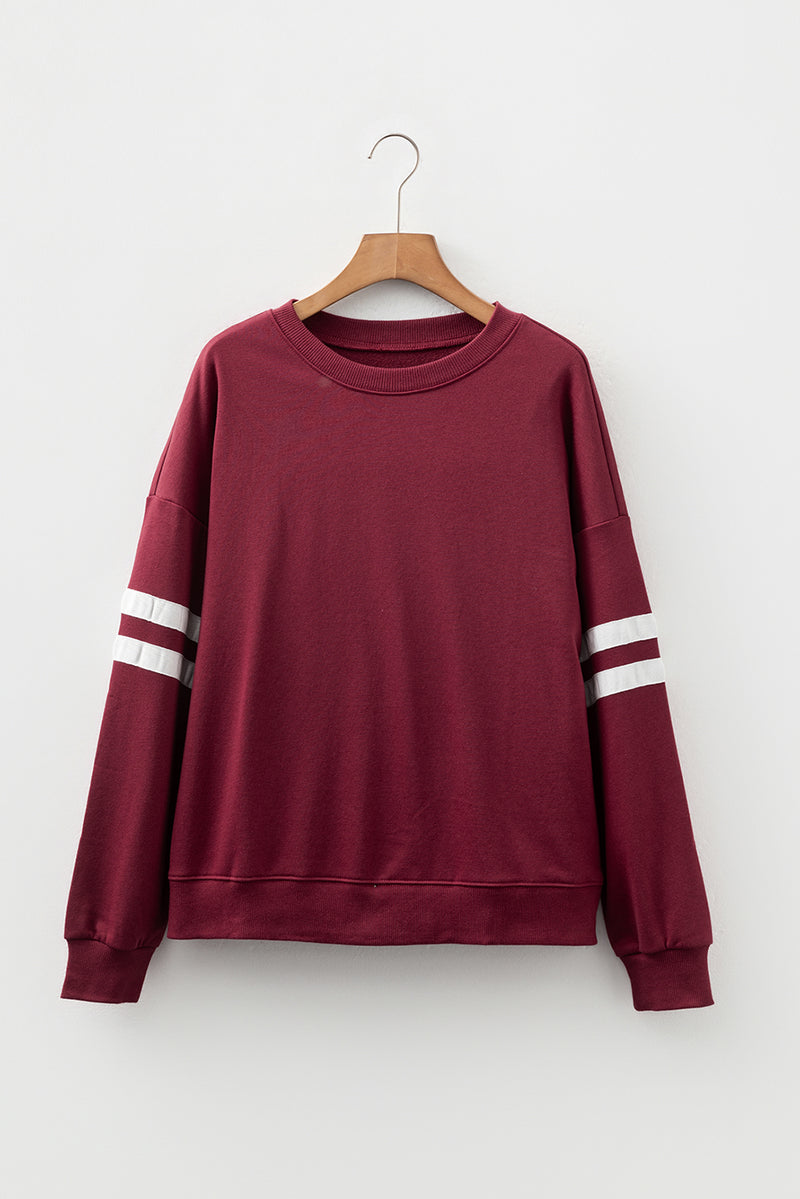 Varsity Striped Detail Drop Shoulder Oversized Sweatshirt