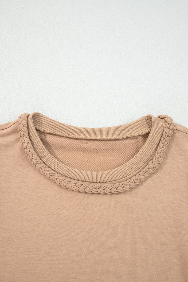 Braided Trim Puff Sleeve Dress