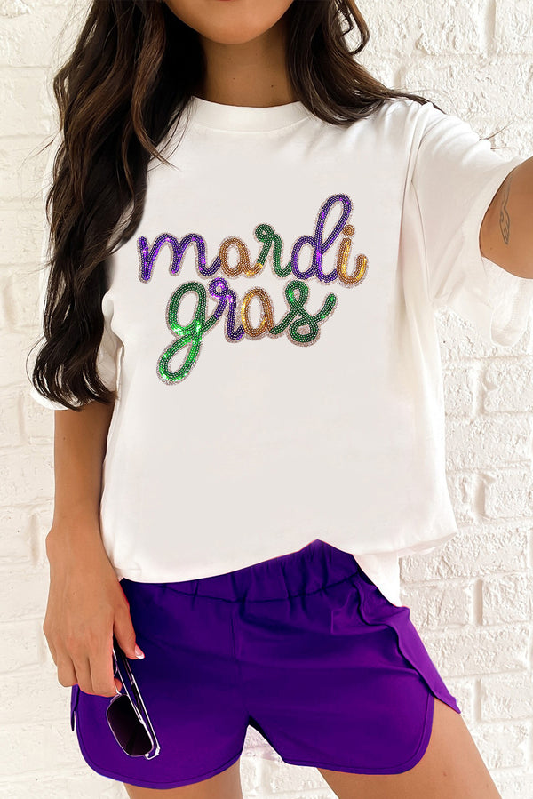 Sequin mardi gras Graphic T Shirt