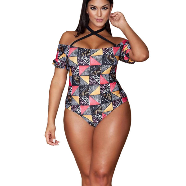 Geometric bikini ladies plus size swimwear