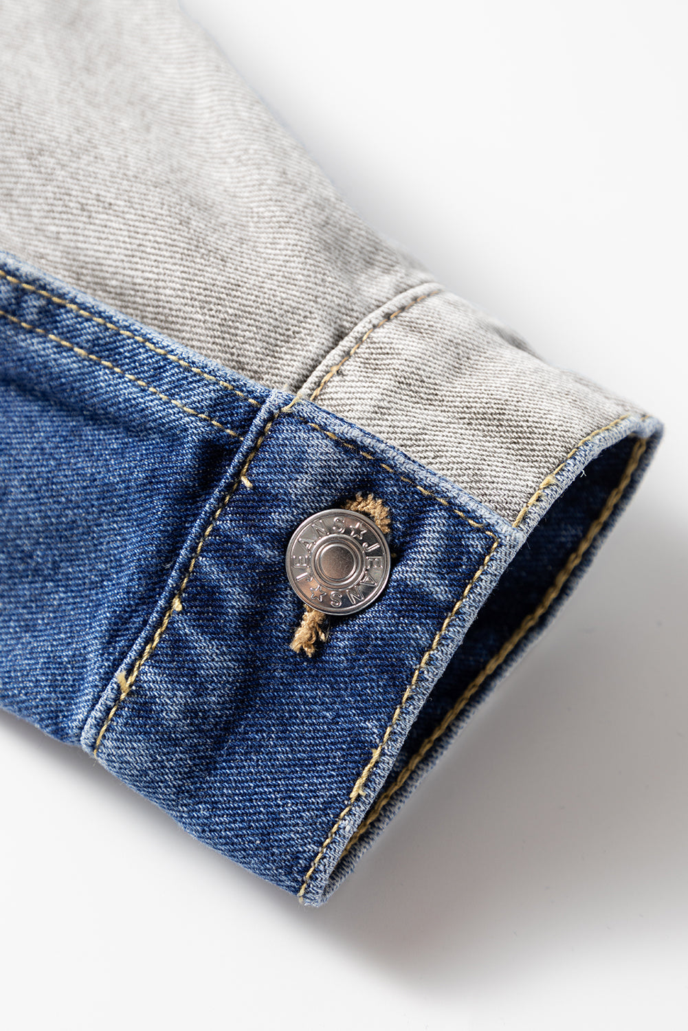 Color Block Patchwork Flap Detail Distress Denim Jacket