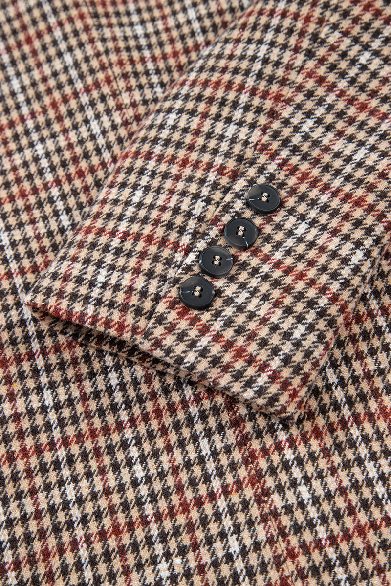 Houndstooth Lapel Collar Blazer