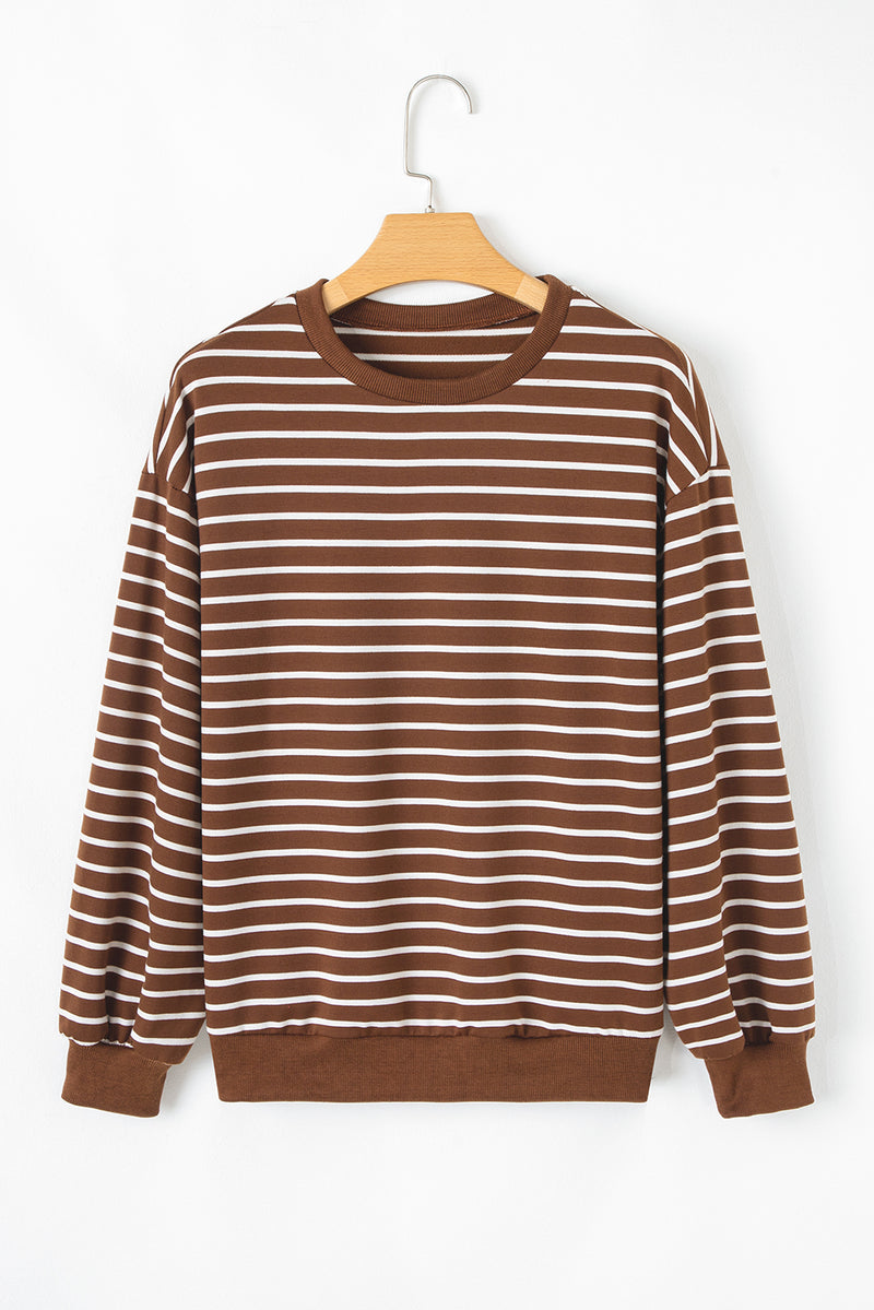 Striped Long Sleeve Round Neck Loose Top