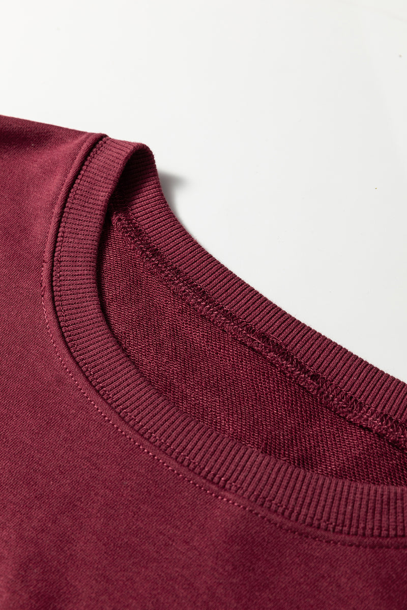 Plaid Colorblock Patchwork Sleeve Raw Seam Sweatshirt