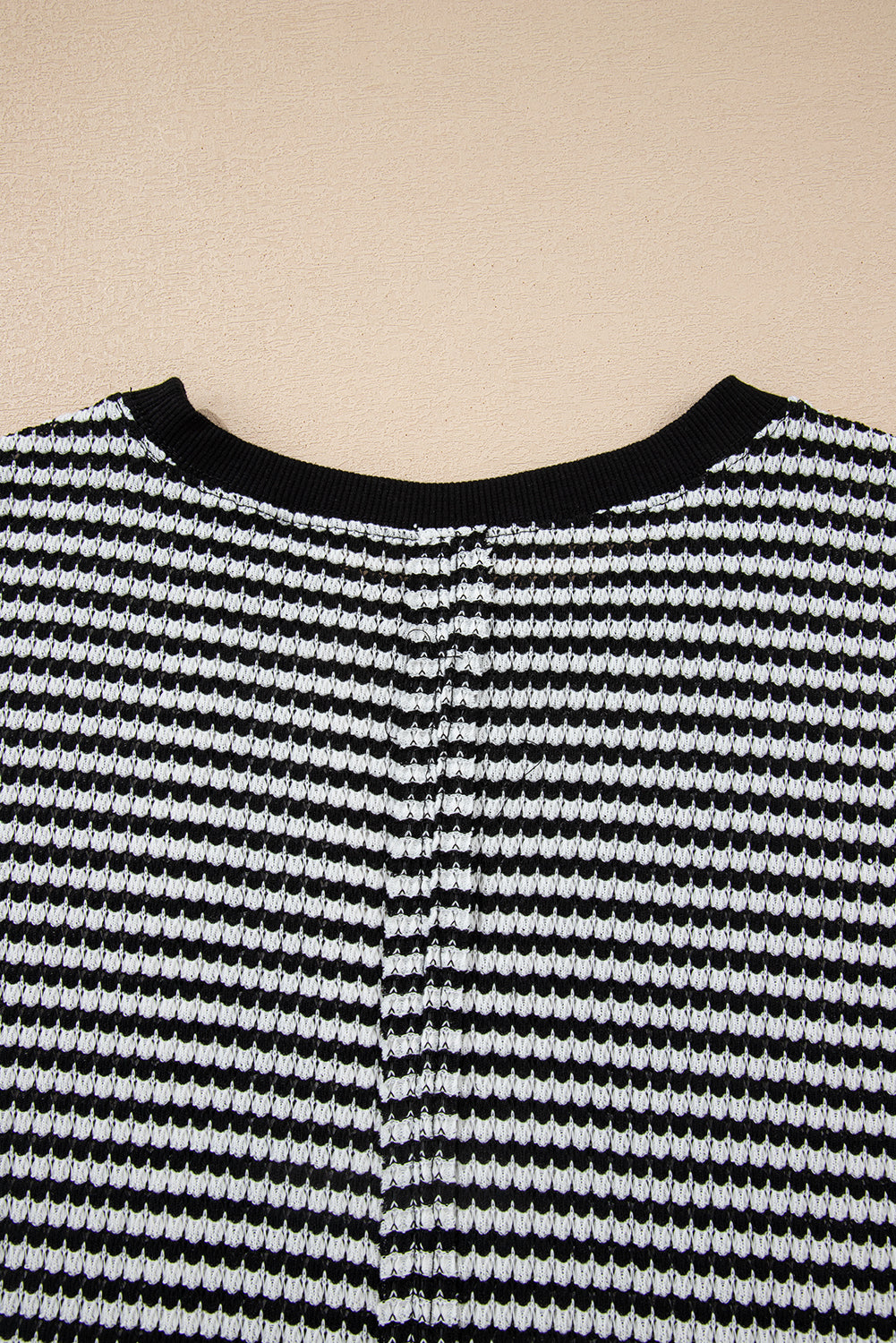 Stripe Ribbed Trim Drop Shoulder Long Sleeve Oversize Top