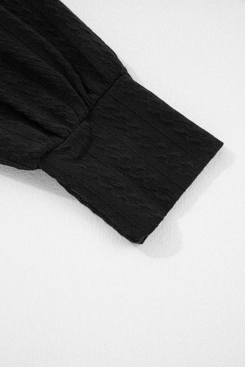 Textured Chest Pocket Long Sleeve Top 2Pcs Pants Set