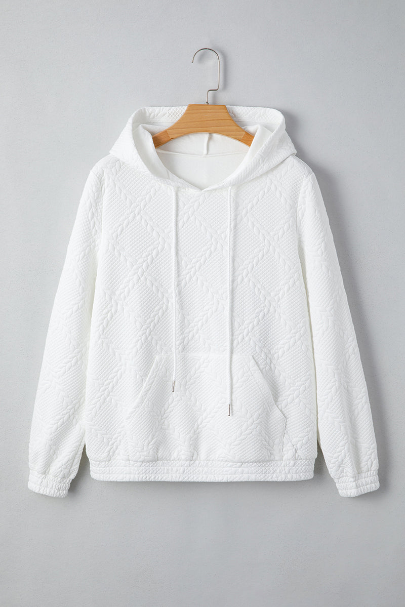 Cable Lattice Texture Kangaroo Pocket Hoodie