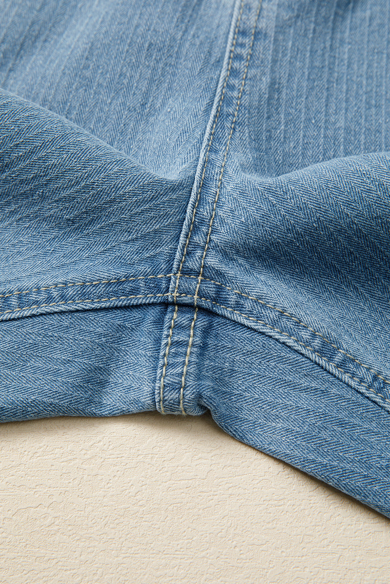 Patched Pocket Textured Wide Leg Plus Size Jeans