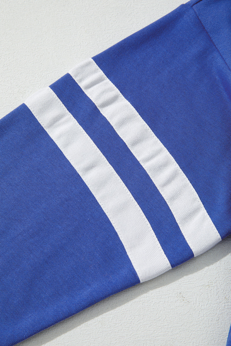 Varsity Striped Detail Drop Shoulder Oversized Sweatshirt
