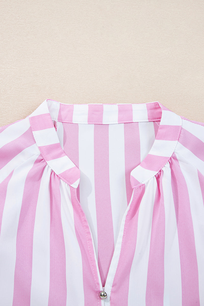 Stripe Bracelet Sleeve Buttons Loose Mini Dress