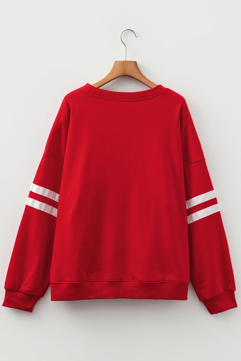 Varsity Striped Detail Crew Neck Plus Sweatshirt
