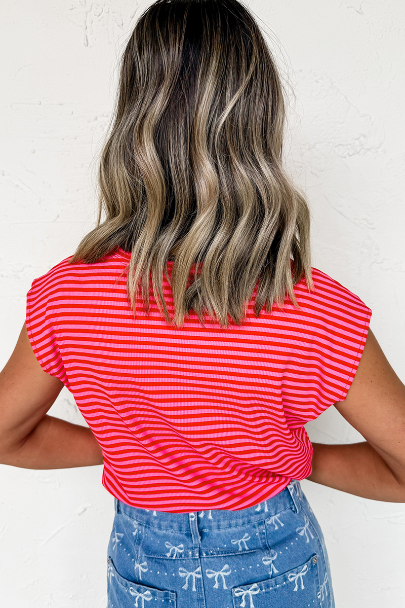 Stripe MAMA Graphic Cap Sleeve T Shirt
