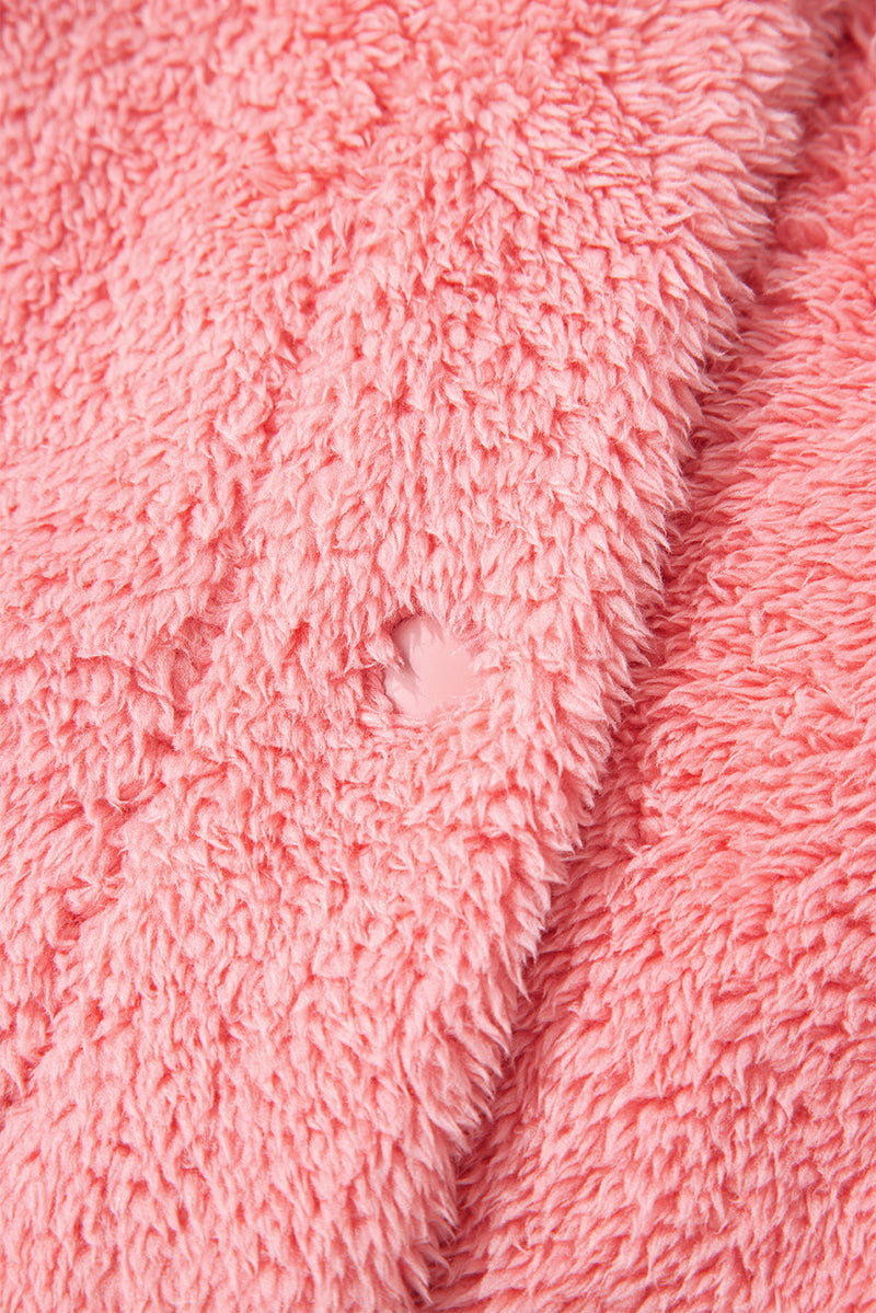 Pink Varsity Striped Banding Patchwork Winter Plush Vest