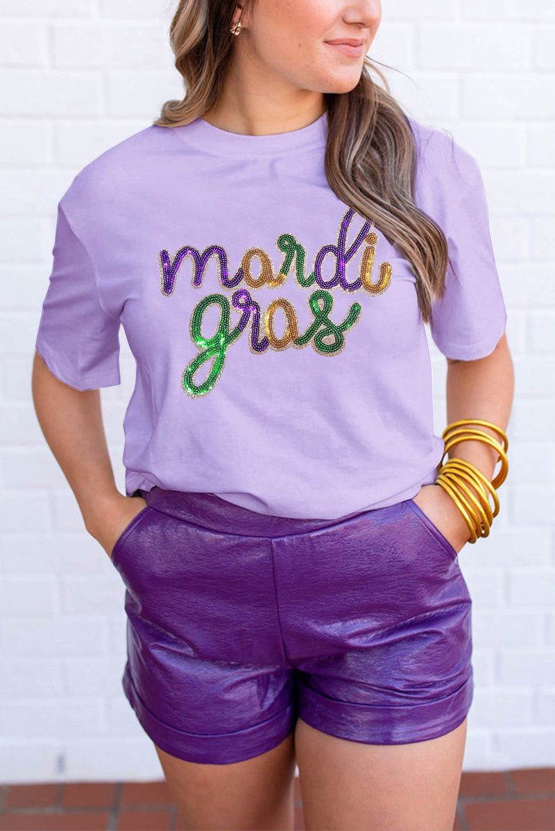 Sequin mardi gras Graphic T Shirt