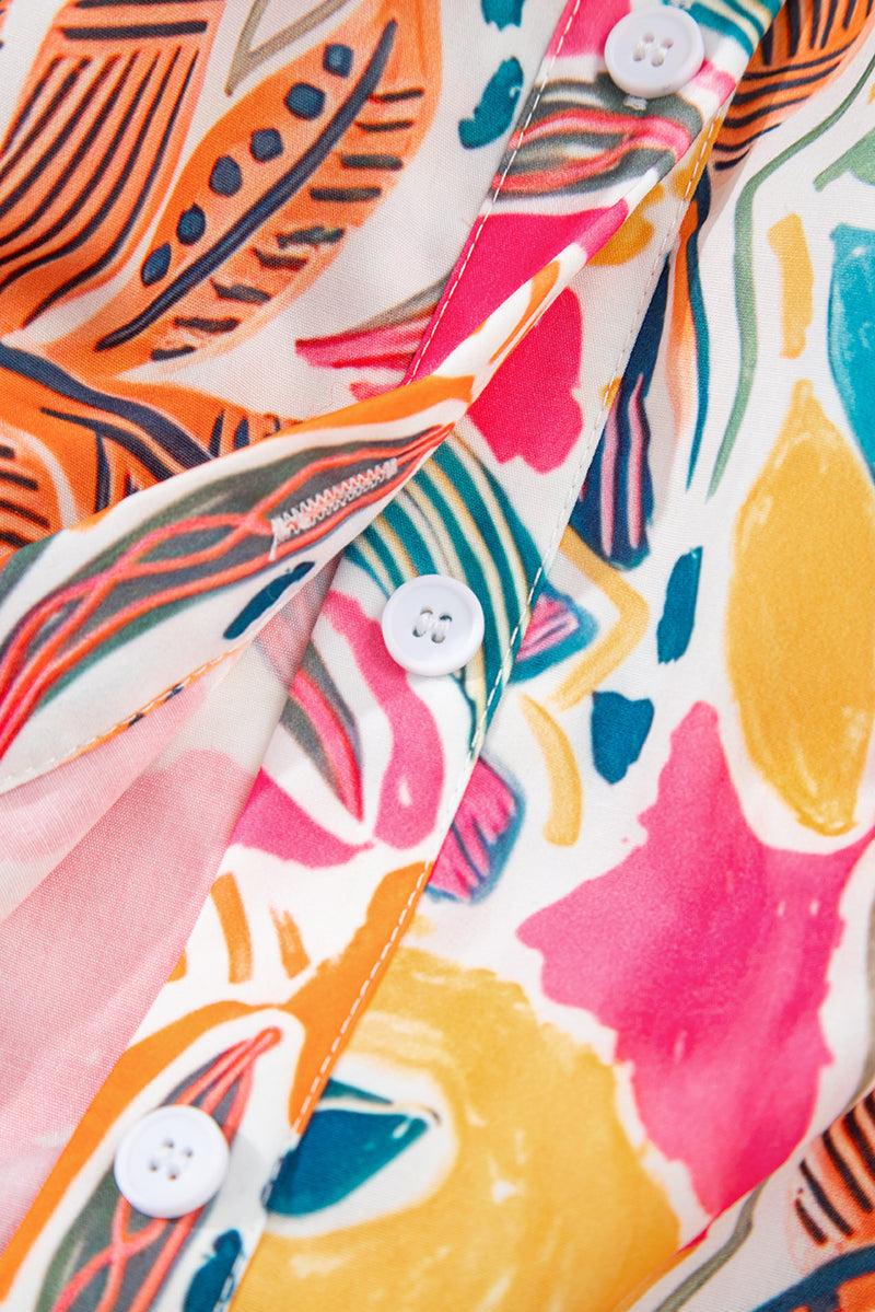 Tropical Vacation Vibe Printed Button Up Short Sleeve Shirt