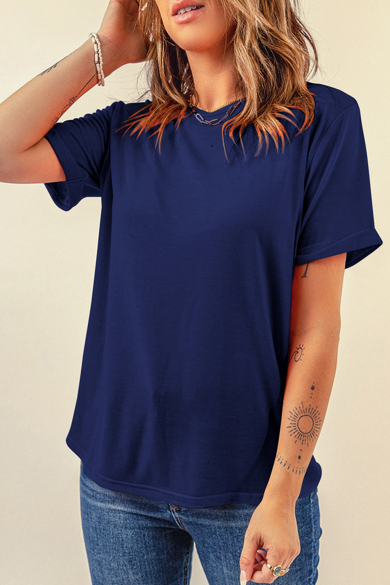 Bright Casual Plain Crew Neck Tee