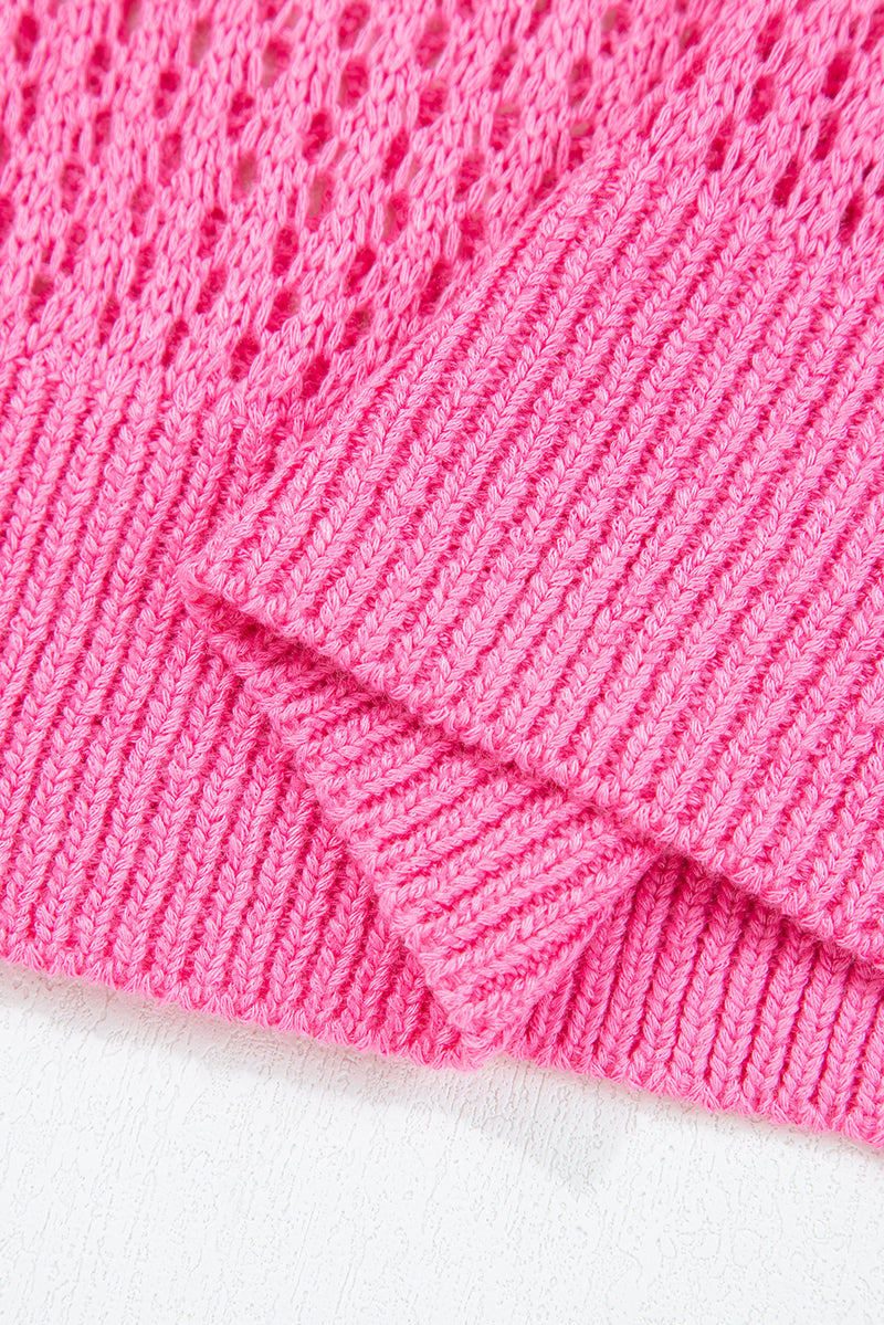 Sweet Bow Decor Hollow Out Knitted Drop Shoulder Sweater