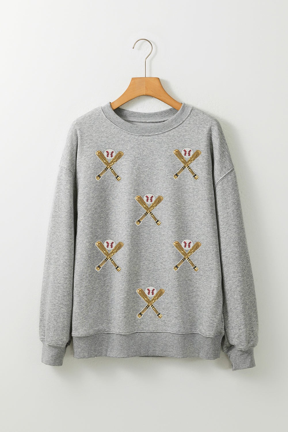 Sequin Baseball Game Day Graphic Casual Sweatshirt
