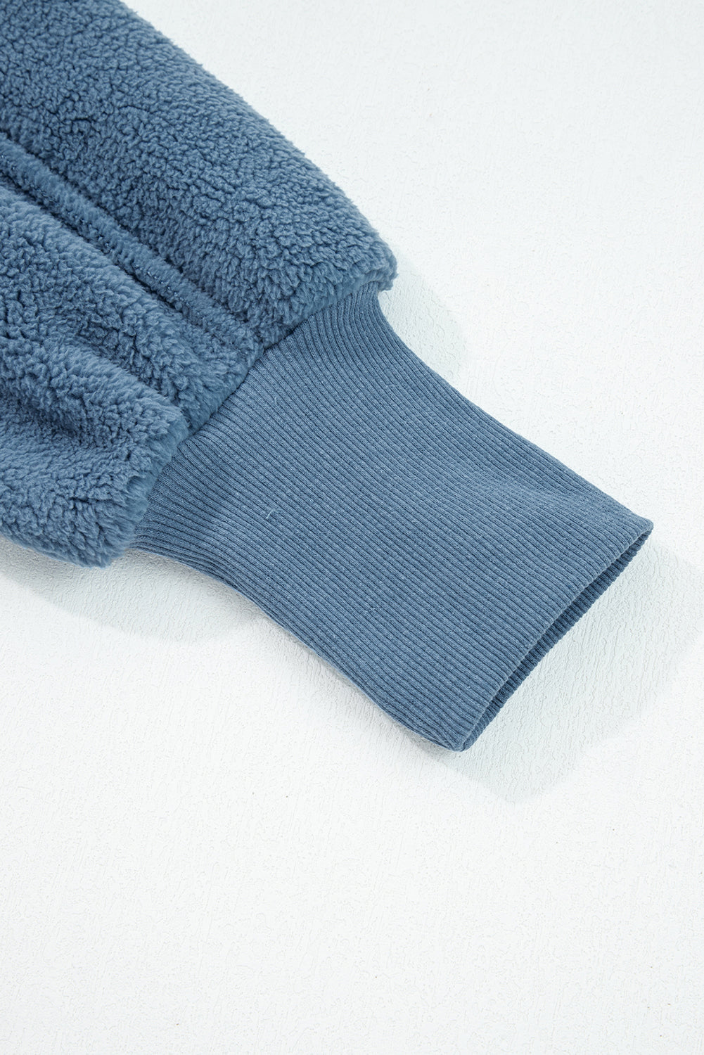 Fleece Drop Shoulder Exposed Seam Patchwork Casual Sweatshirt